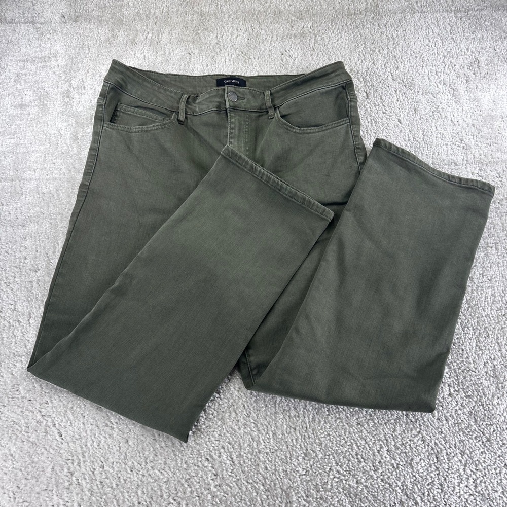 Well Worn Olive Green Straight Leg Pants Size 14/34 Stretch Casual Mid Rise